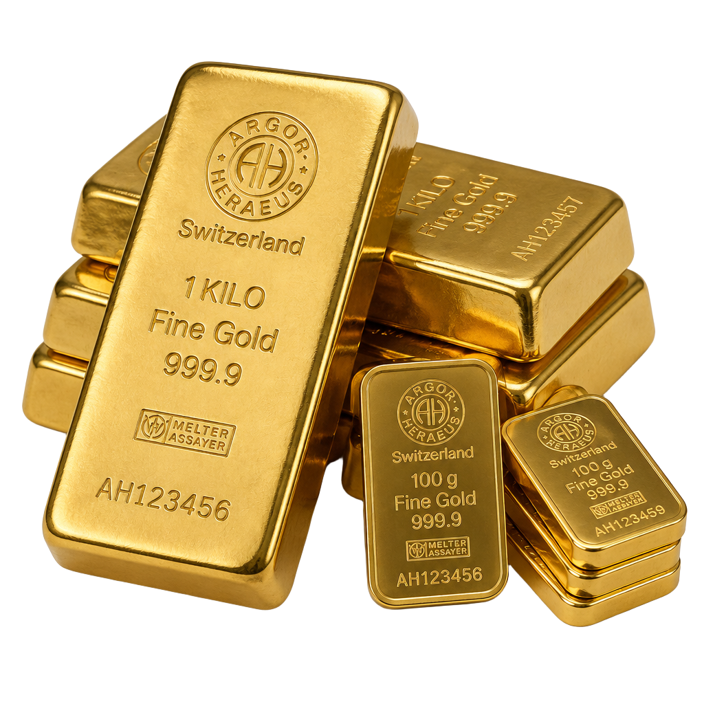 Stack of fine gold bullion bars